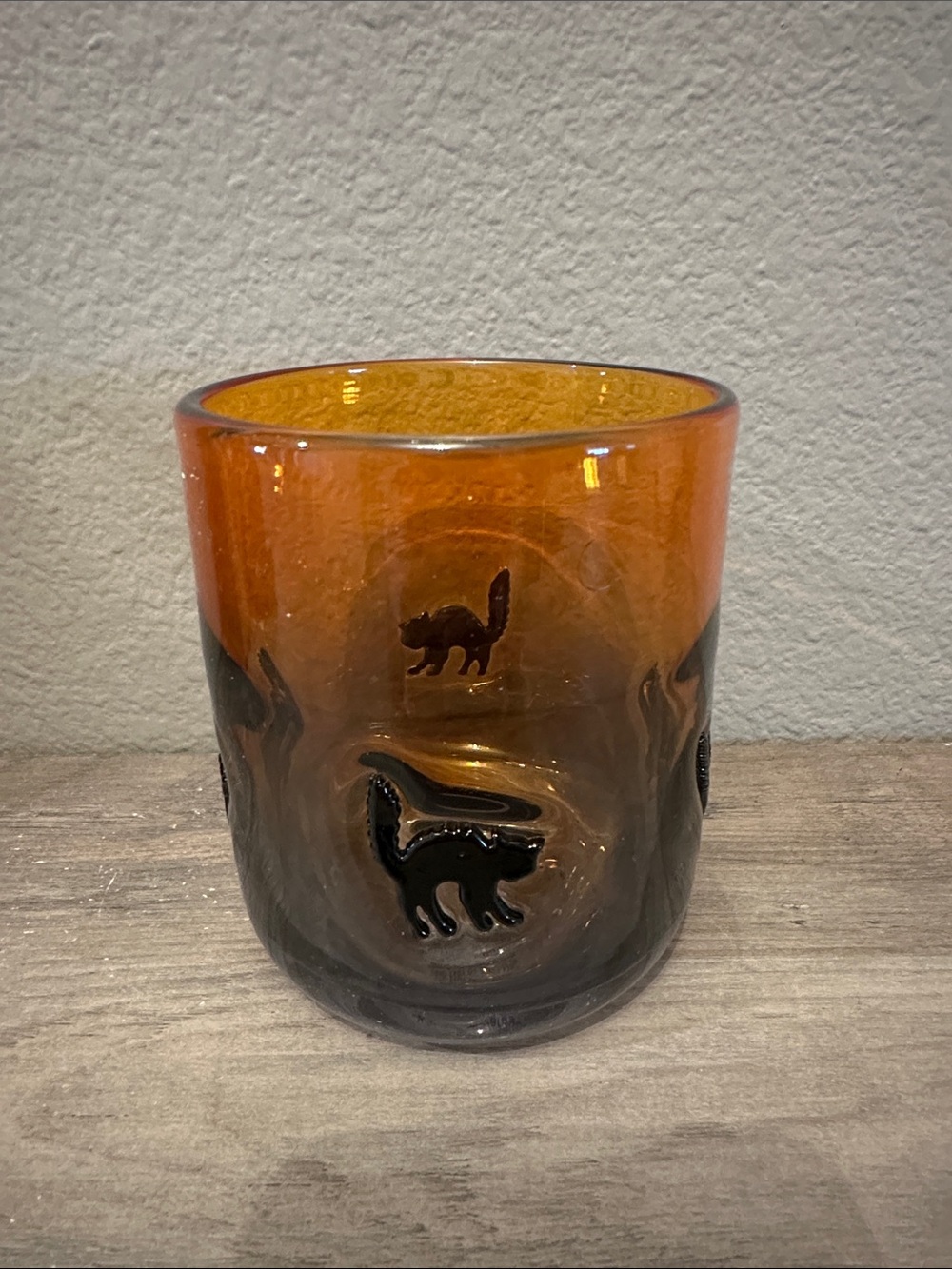 New! Anthropologie Amber to Smoke Glass Cat Silhouette